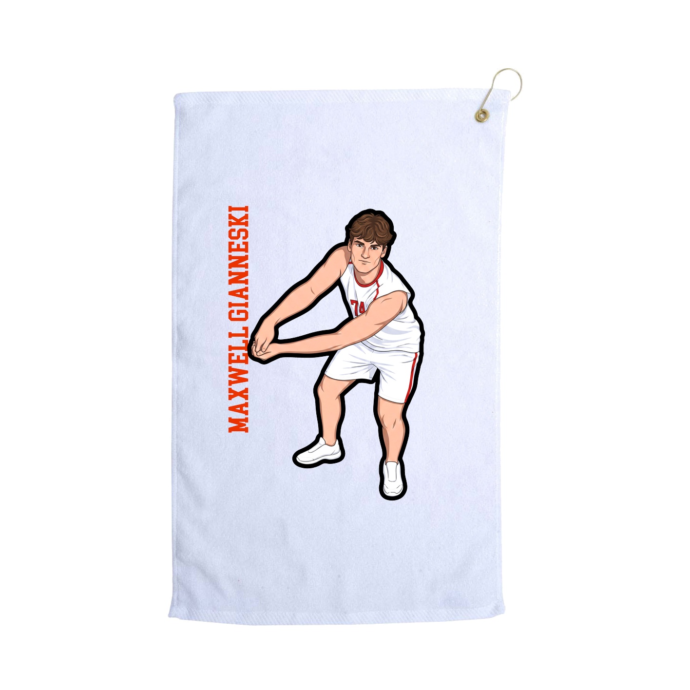 Golf Towel — Name Vertical in White