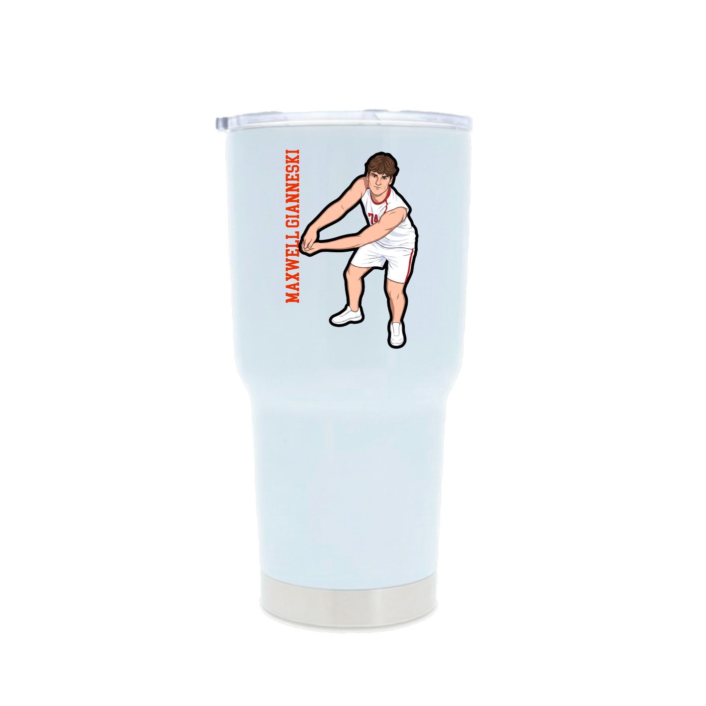 30oz Stainless Steel Tumbler — Name Vertical in White