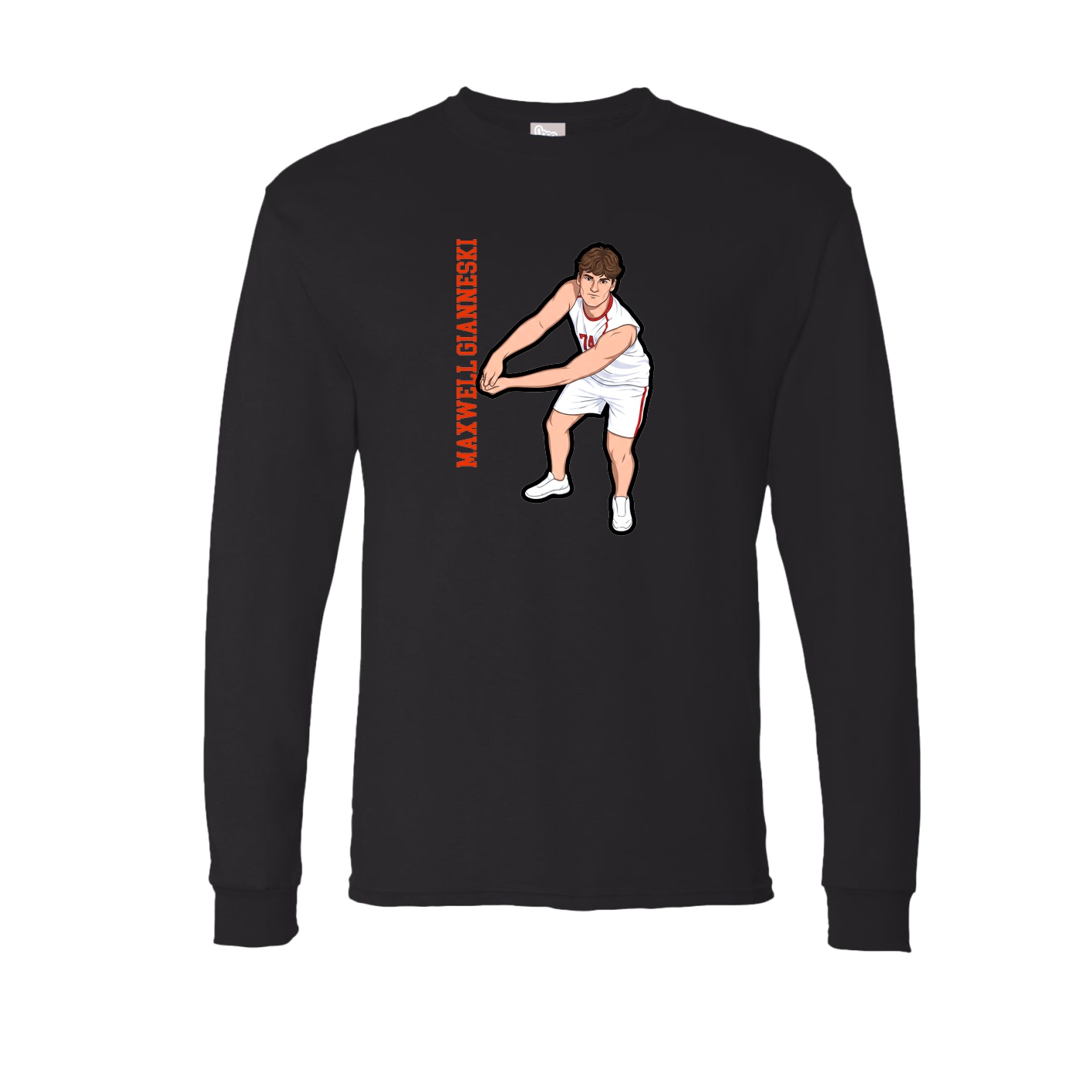 Long Sleeve Tee — Name Vertical in Black