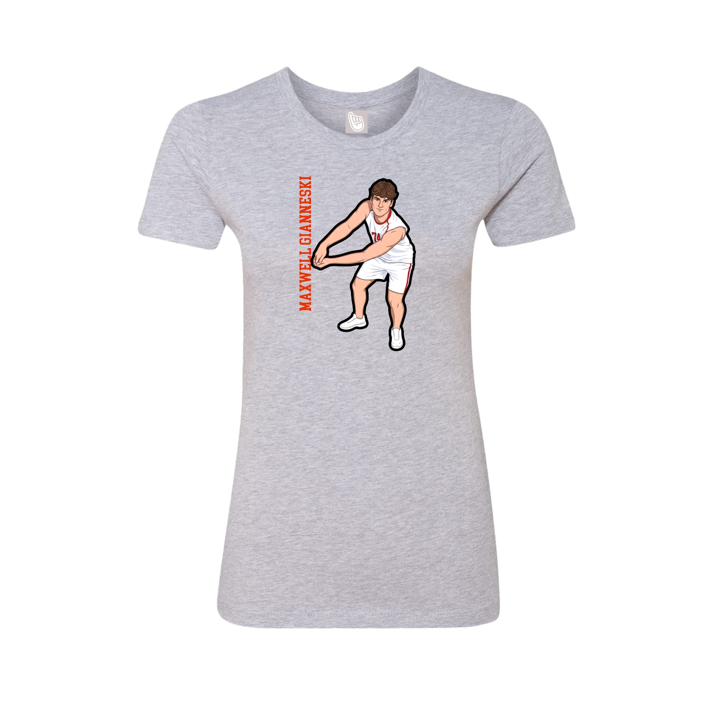 Womens Tee — Name Vertical in Grey