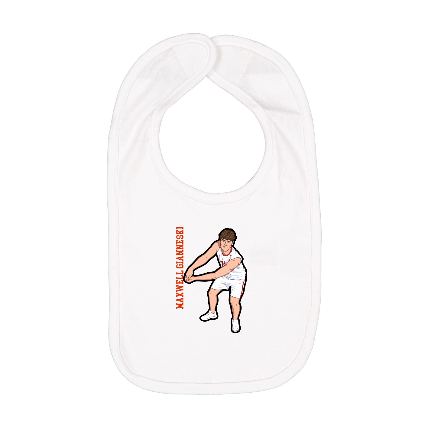 Infant Bib — Name Vertical in White