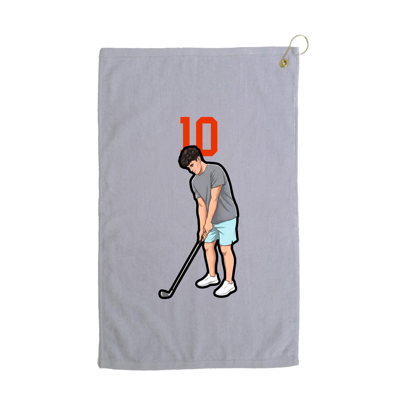 Golf Towel — Number Top in Grey