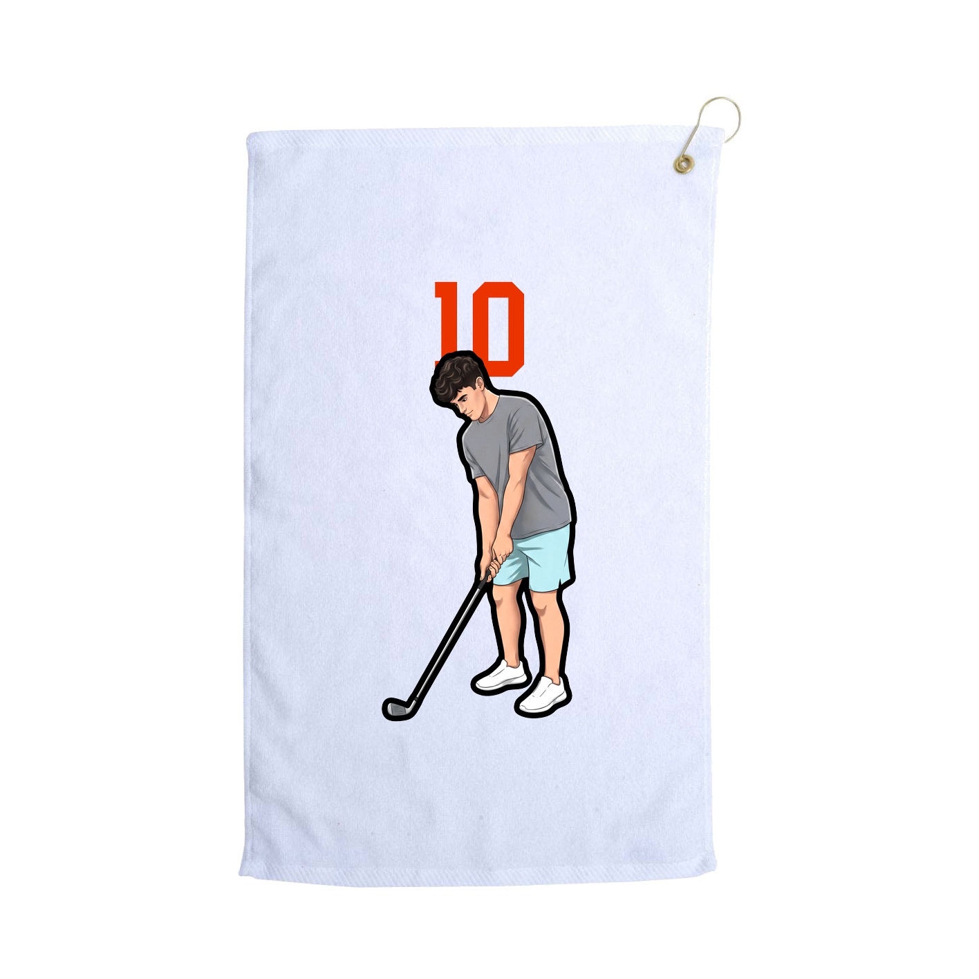 Golf Towel — Number Top in White