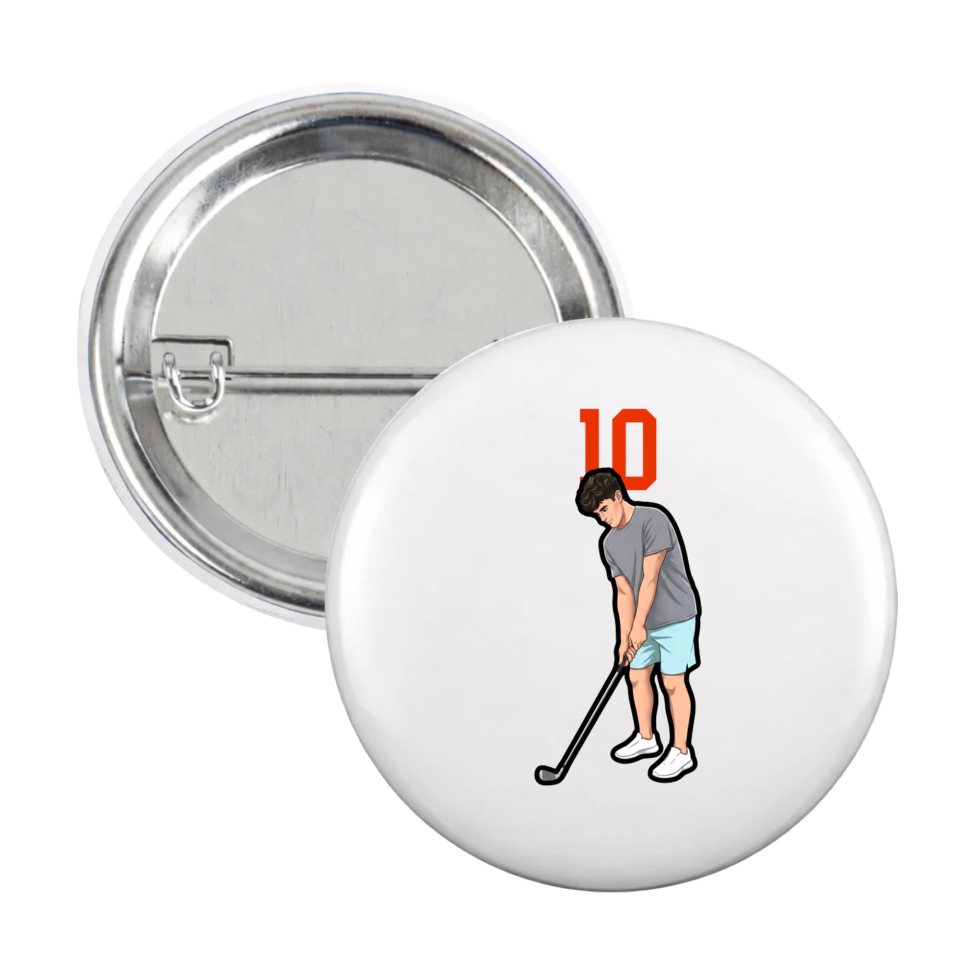 Game Day Button — Number Top in White