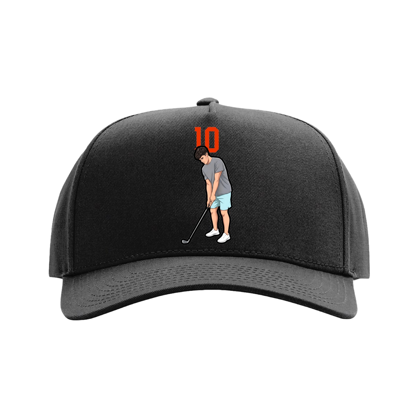 Full Fabric Five-Panel Champ Cap — Number Top in Black