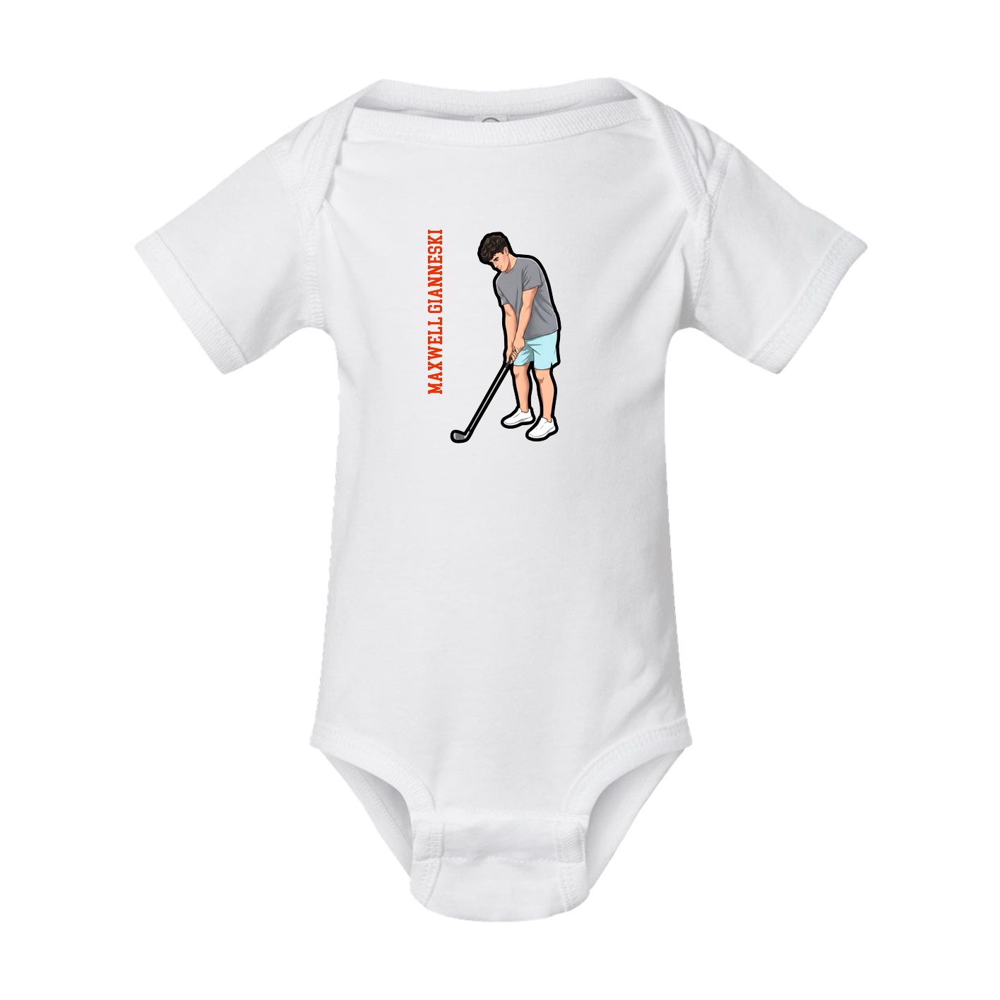 Baby Onesie — Name Vertical in White