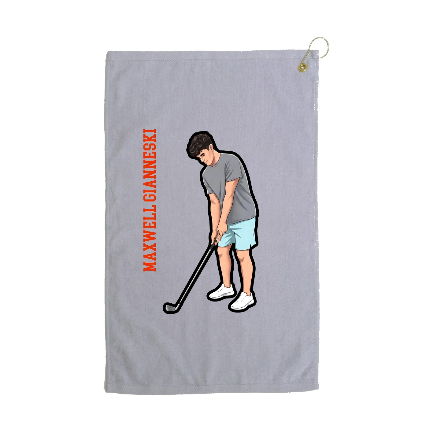 Golf Towel — Name Vertical in Grey