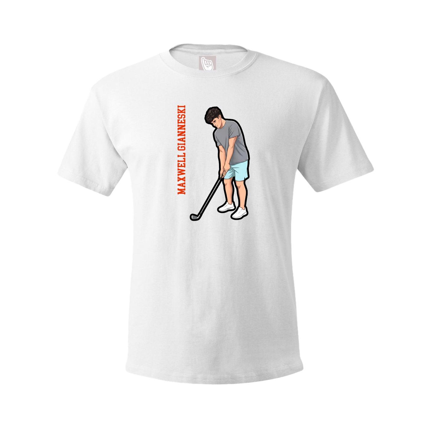 Tee — Name Vertical in White