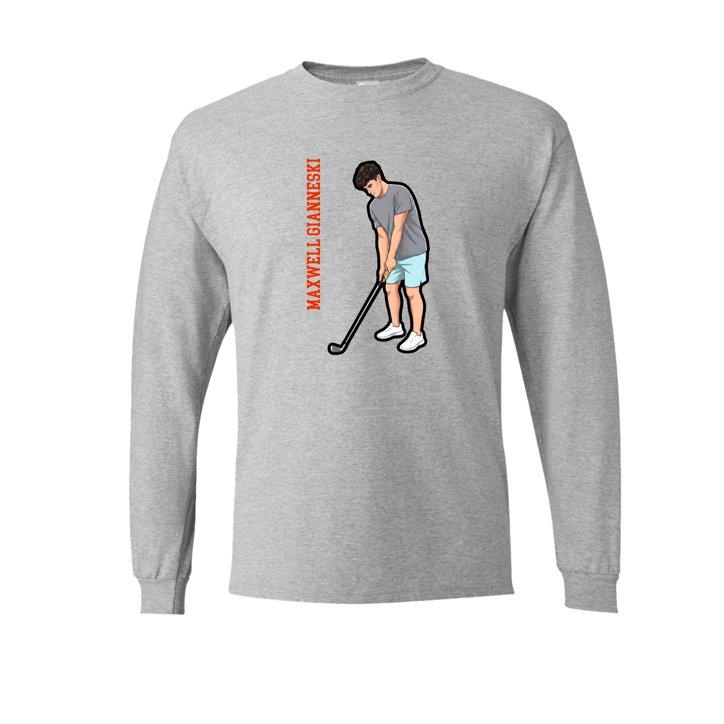 Long Sleeve Tee — Name Vertical in Grey