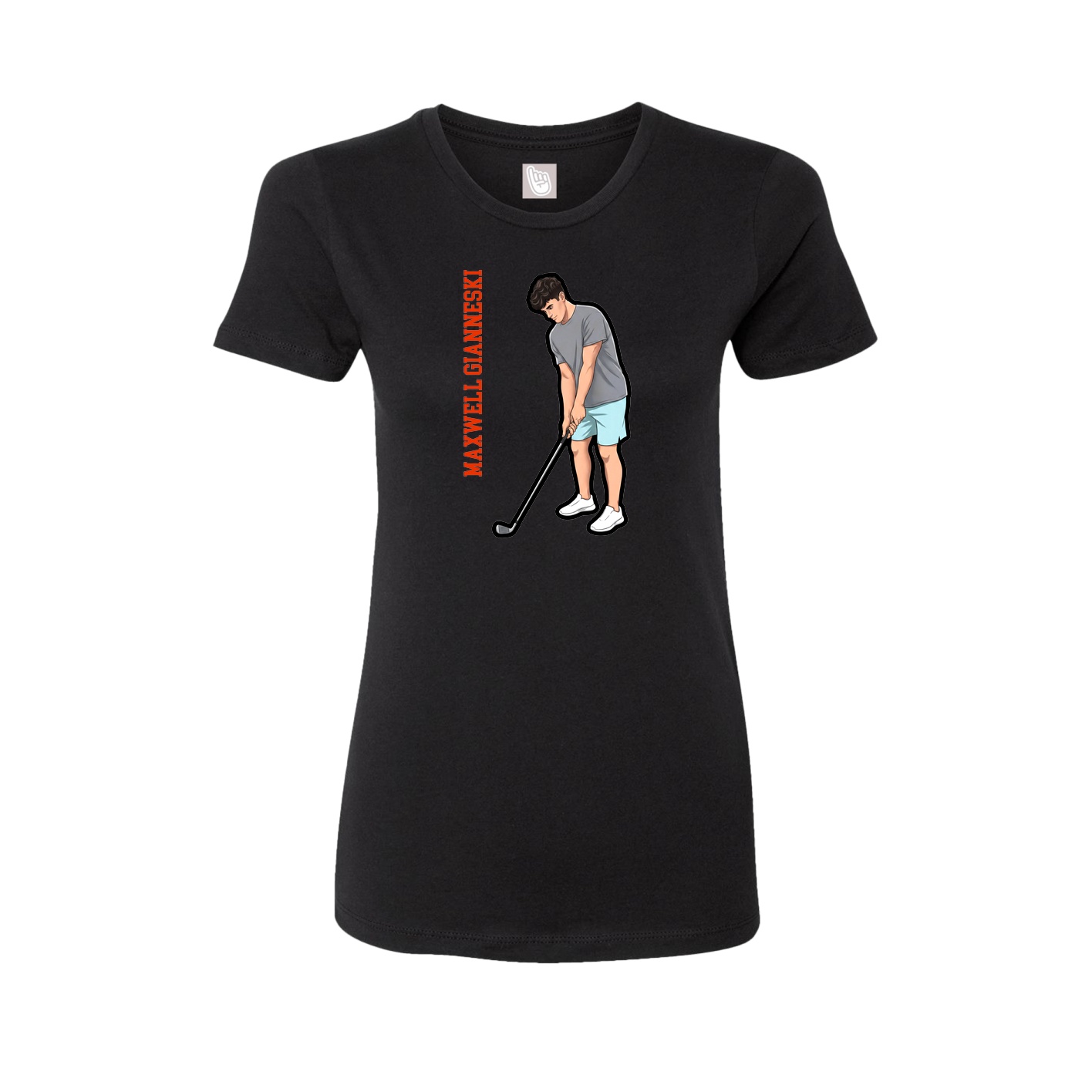 Fitted Women's Tee — Name Vertical in Black