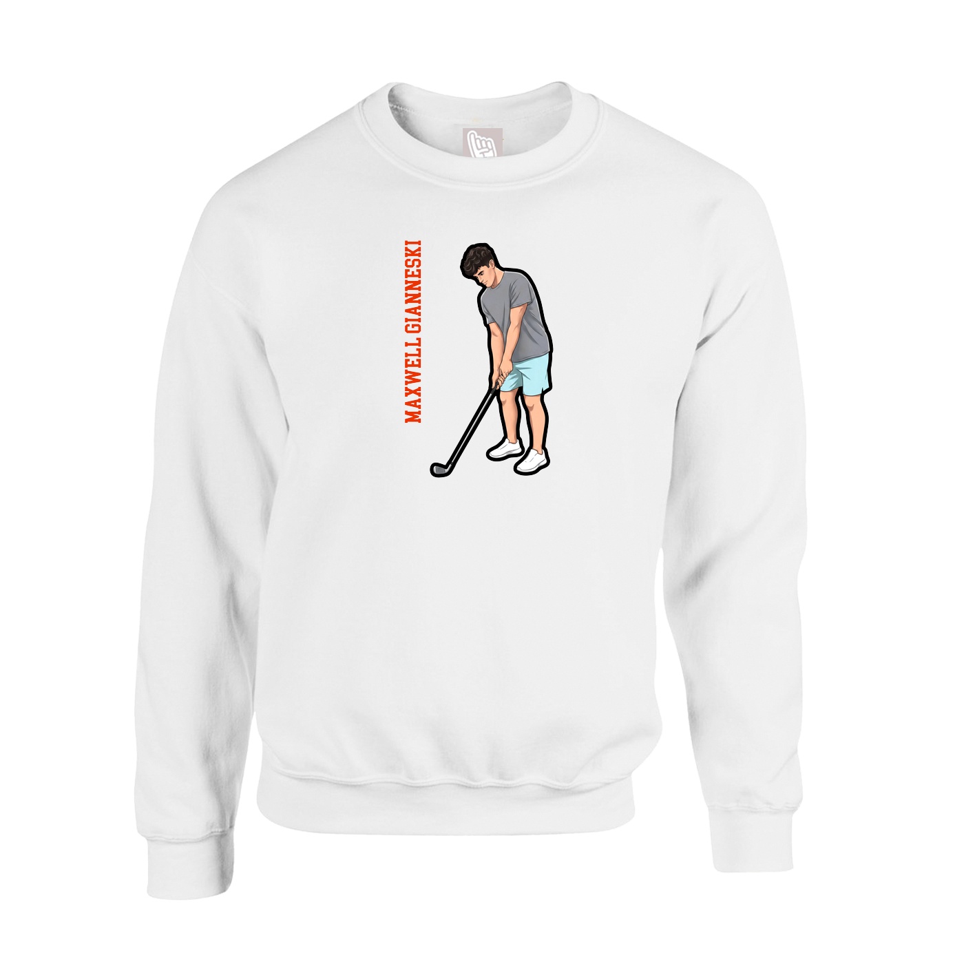 Fleece Crew — Name Vertical in White
