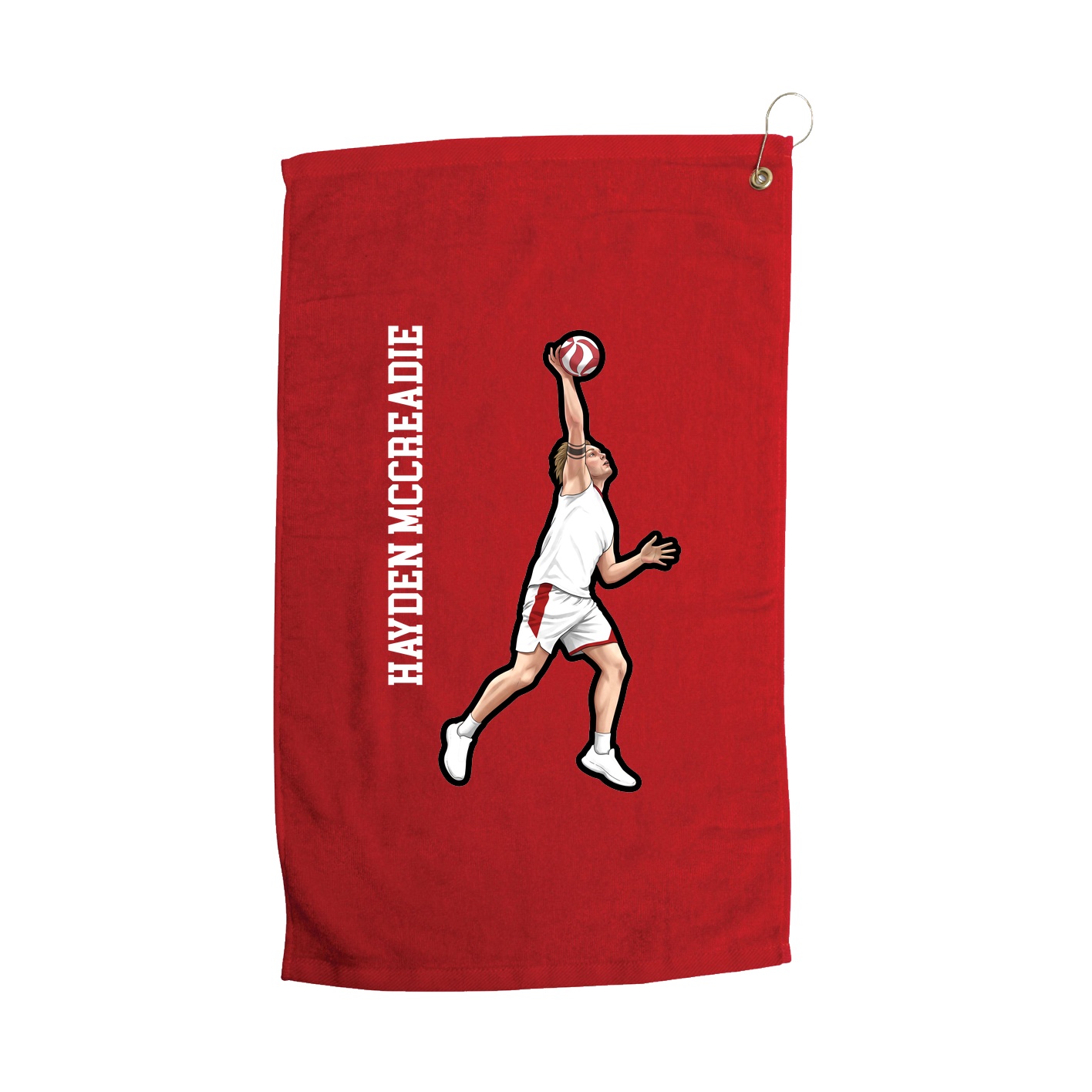 Golf Towel — Name Vertical in Red
