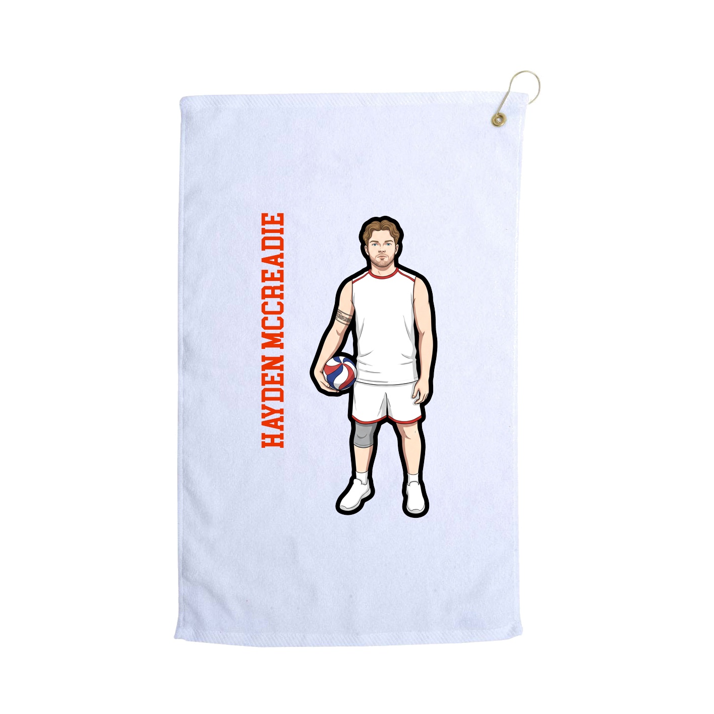 Golf Towel — Name Vertical in White