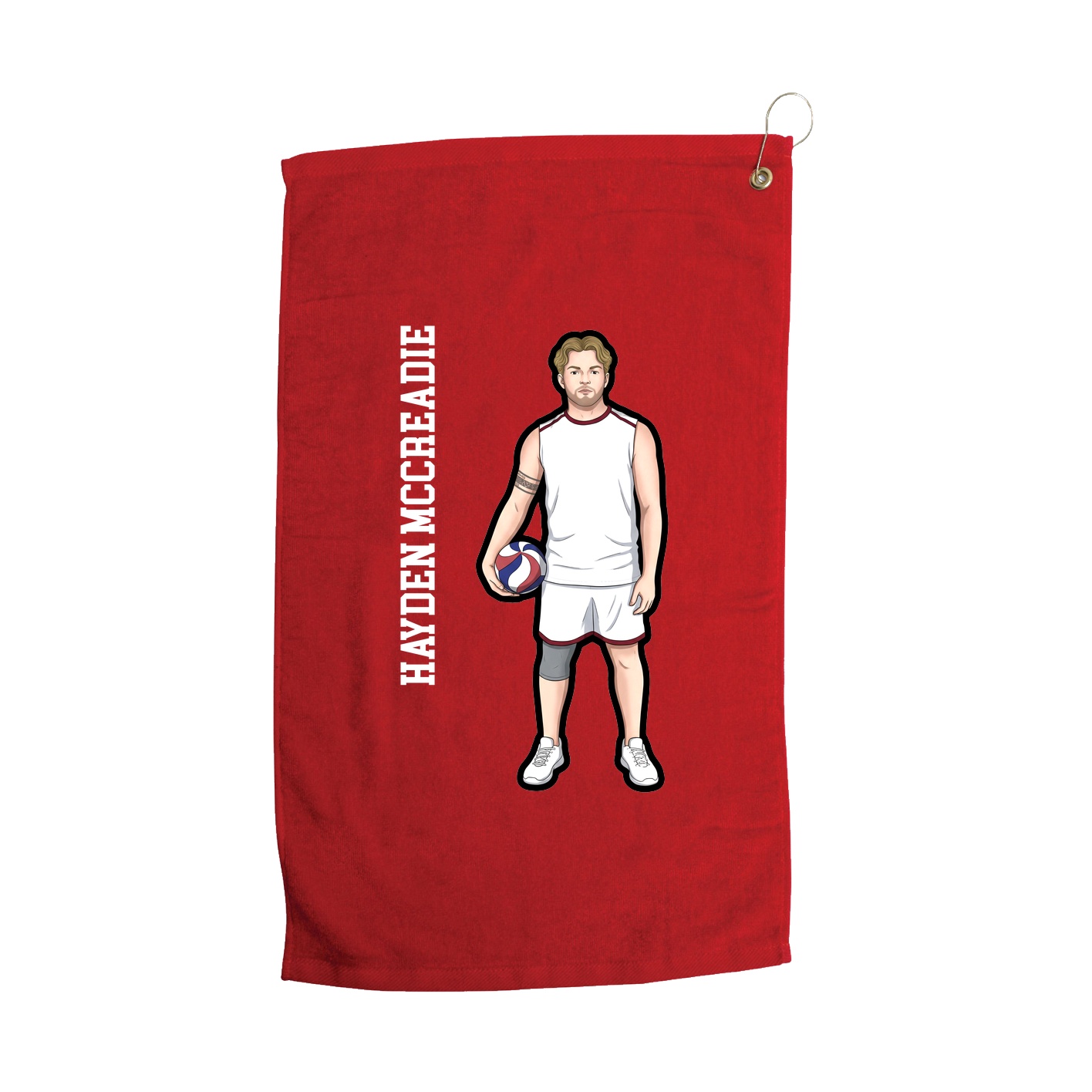 Golf Towel — Name Vertical in Red