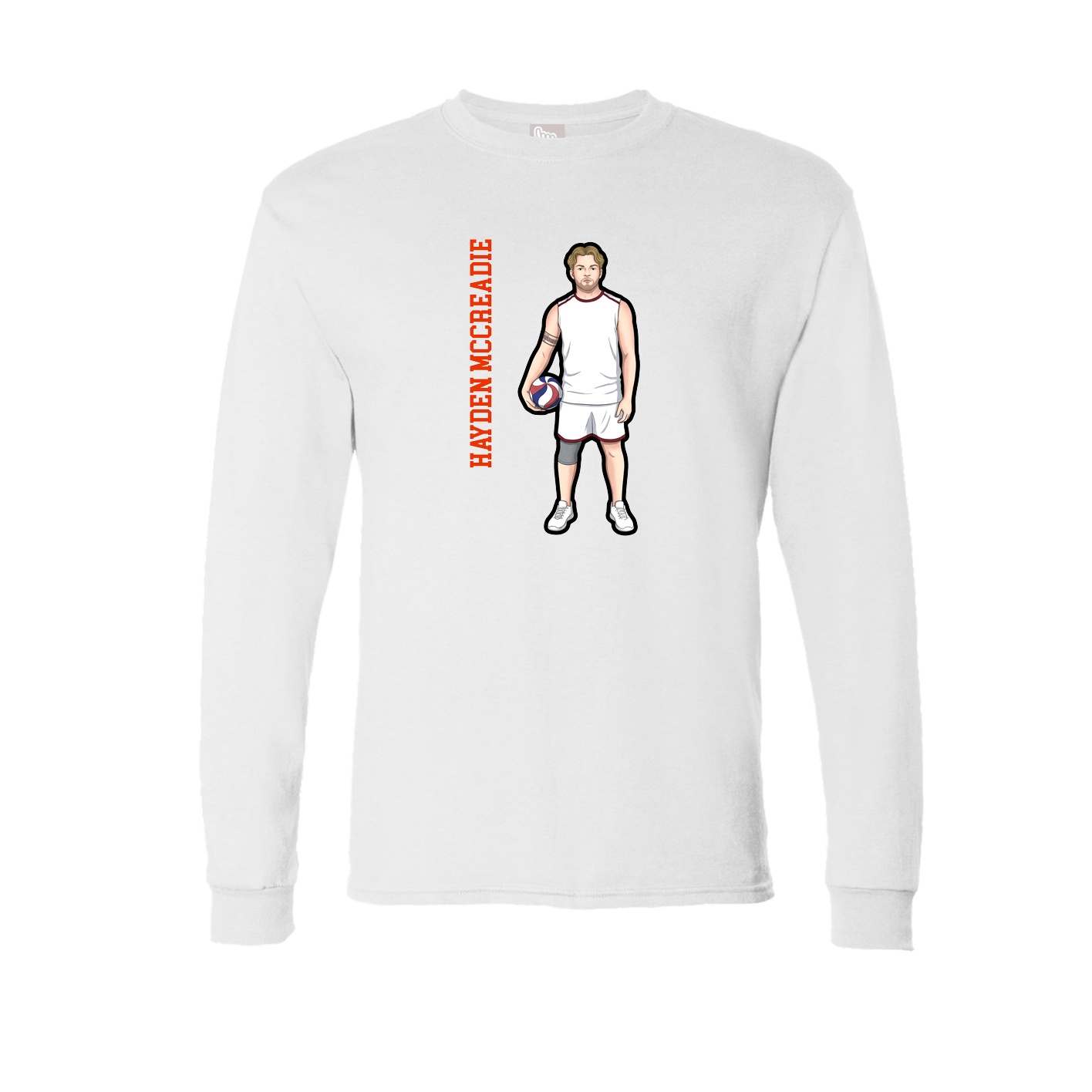 Long Sleeve Tee — Name Vertical in White