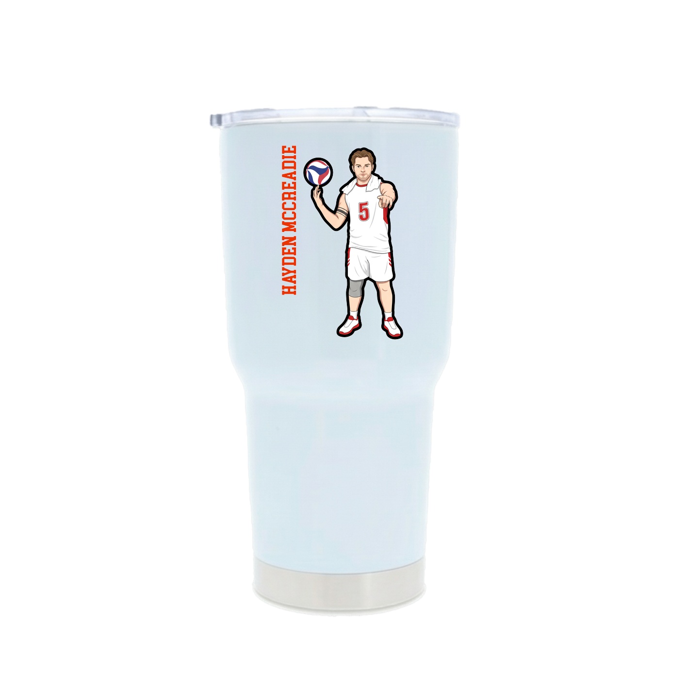 30oz Stainless Steel Tumbler — Name Vertical in White