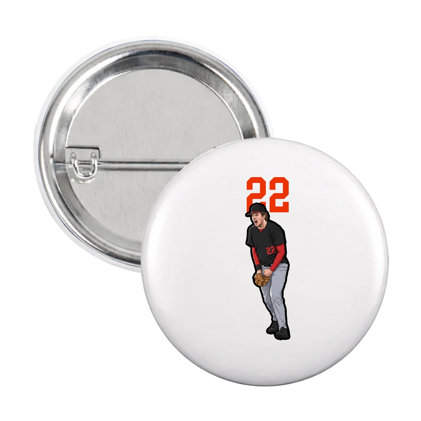Game Day Button — Number Top in White