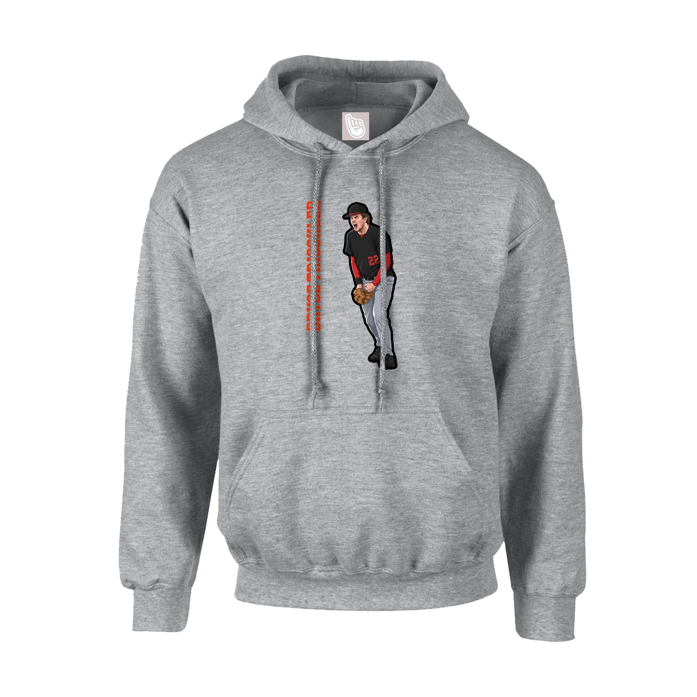 Youth Hoodie — Name Vertical in Grey