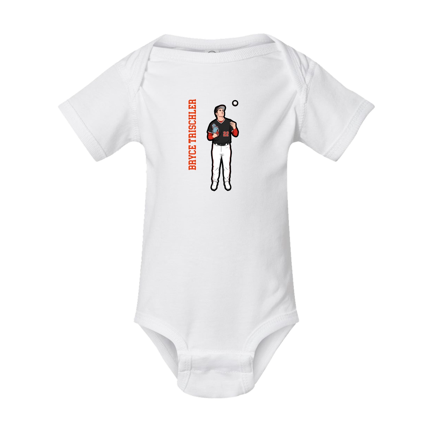 Baby Onesie — Name Vertical in White