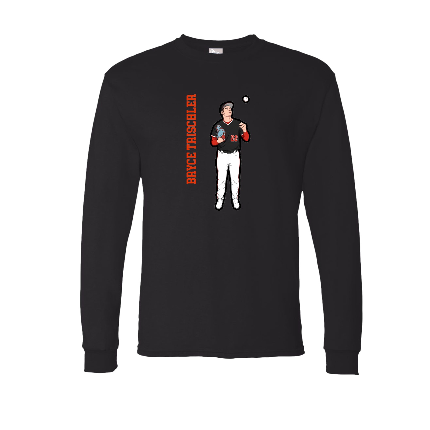 Long Sleeve Tee — Name Vertical in Black