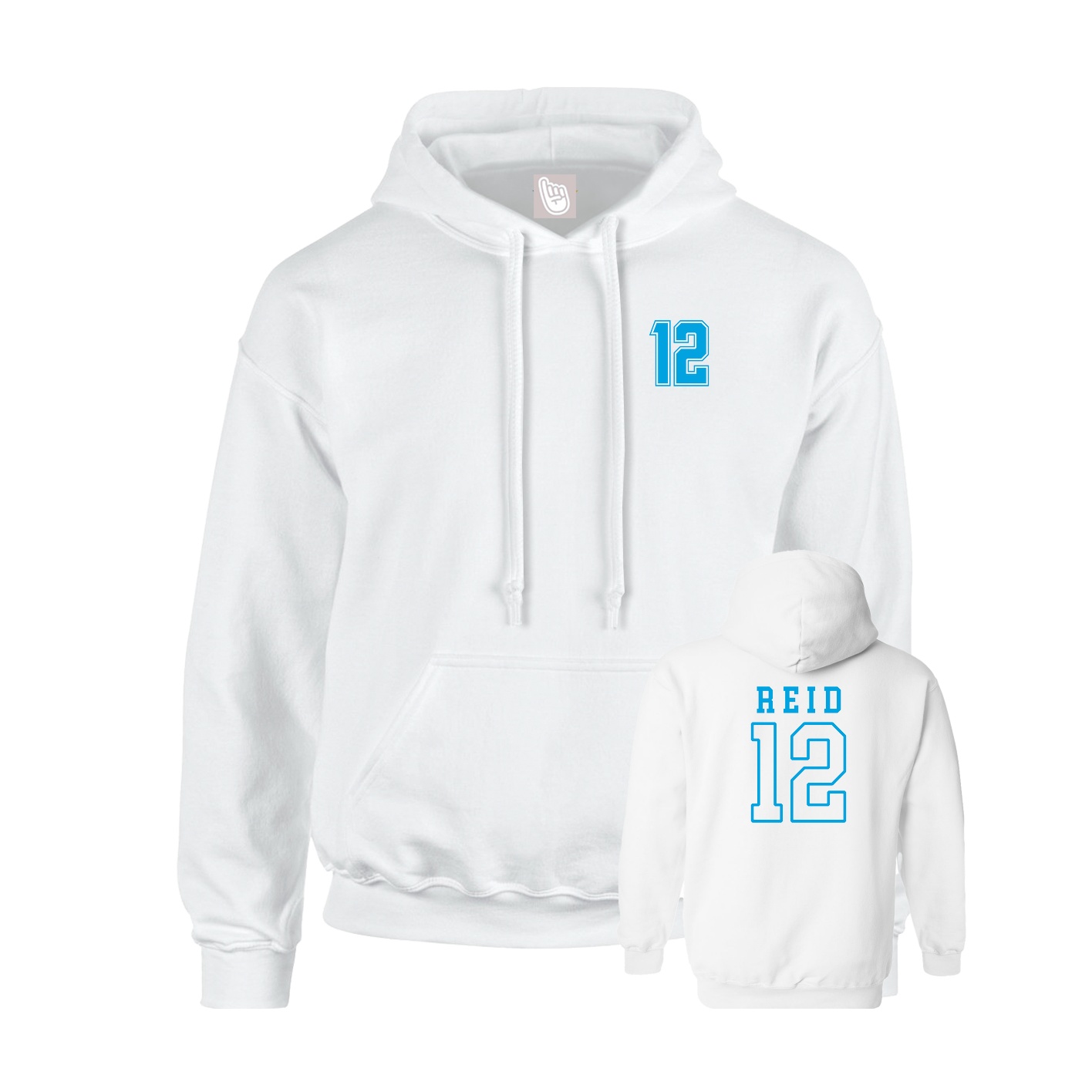 Youth Hoodie — Chest Back in White