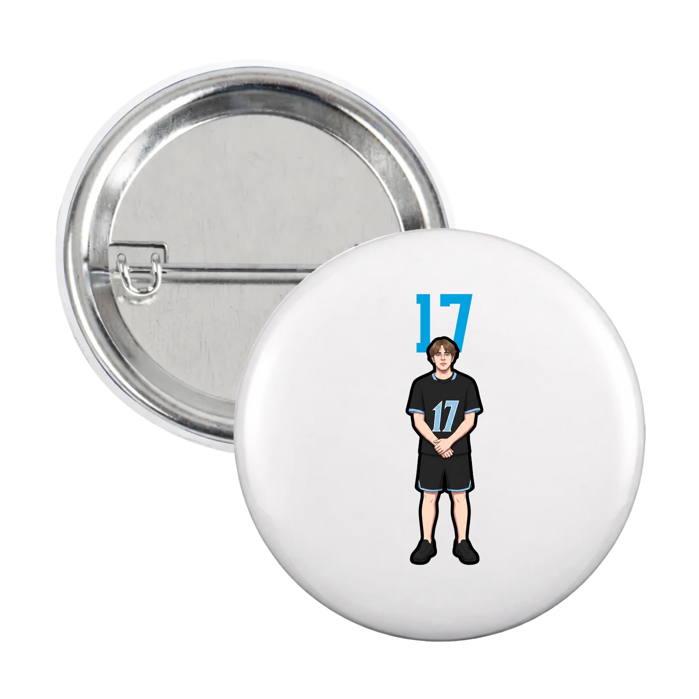 Game Day Button — Number Top in White