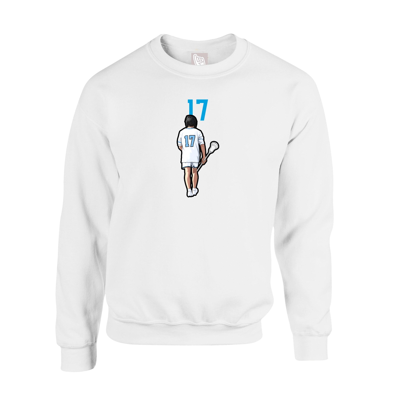 Fleece Crew — Number Top in White