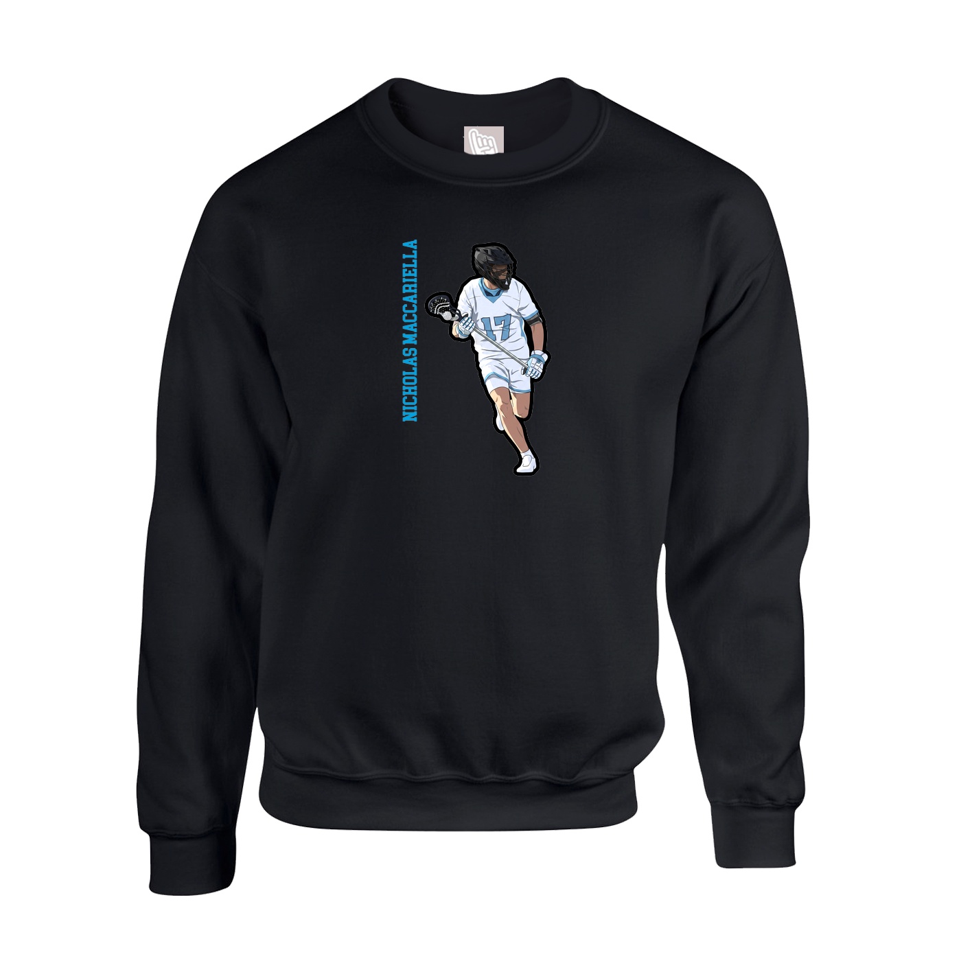 Fleece Crew — Name Vertical in Black