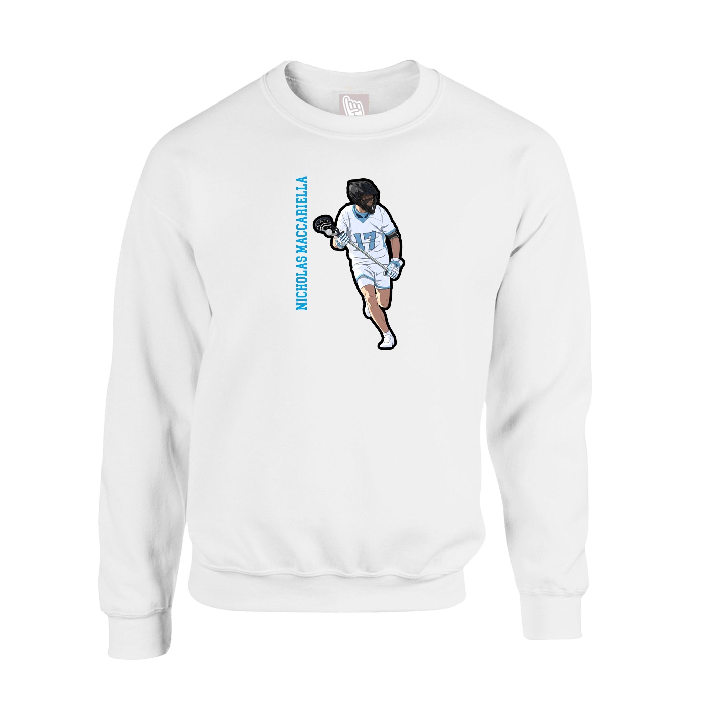 Fleece Crew — Name Vertical in White