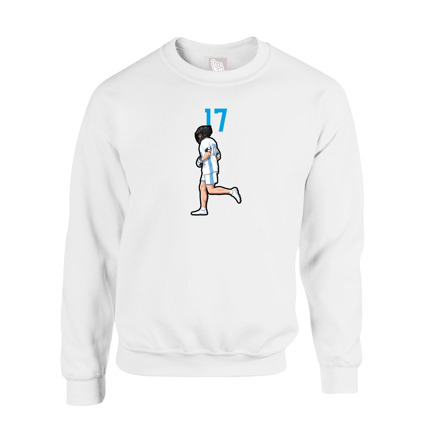 Fleece Crew — Number Top in White