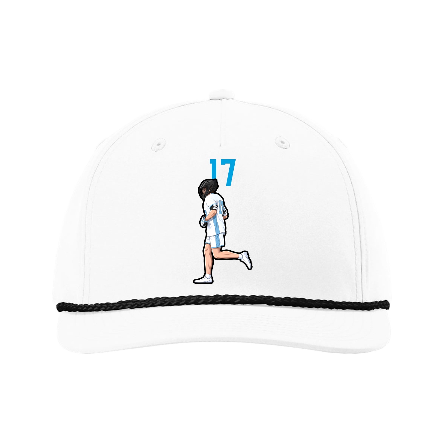 Five-Panel Classic Rope Cap — Number Top in White