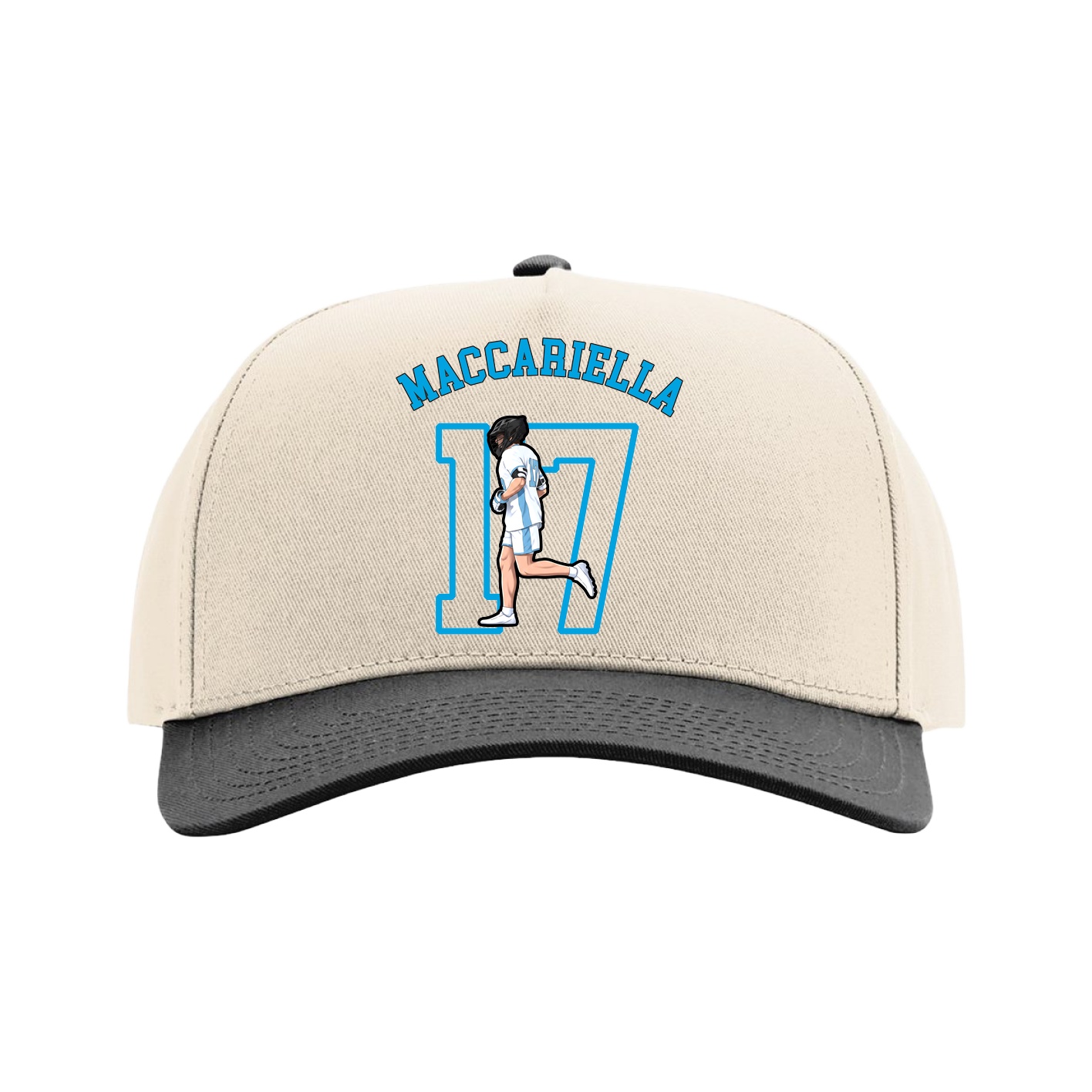 Full Fabric Five-Panel Champ Cap — Shirsey Arch in Cream/Black