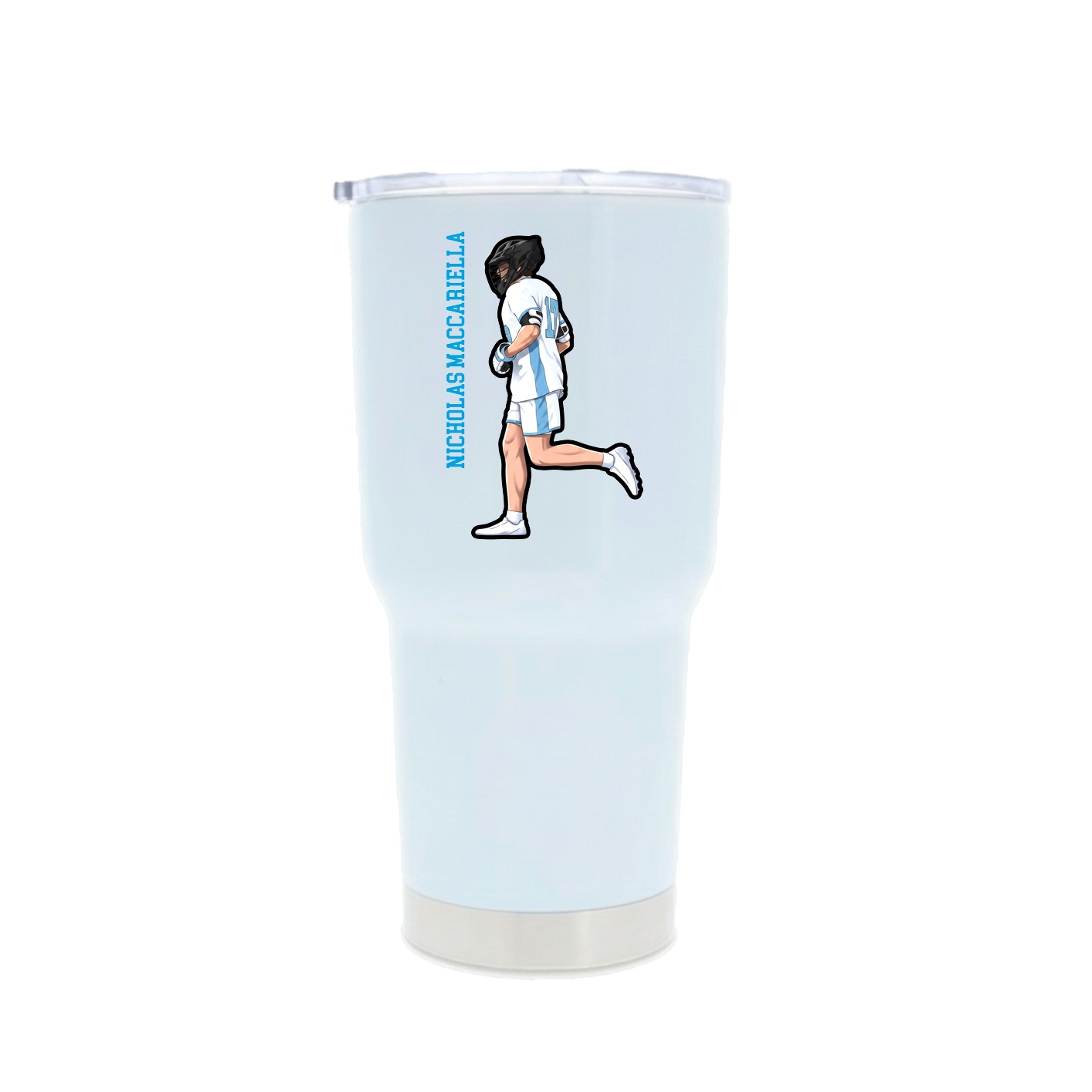 30oz Stainless Steel Tumbler — Name Vertical in White