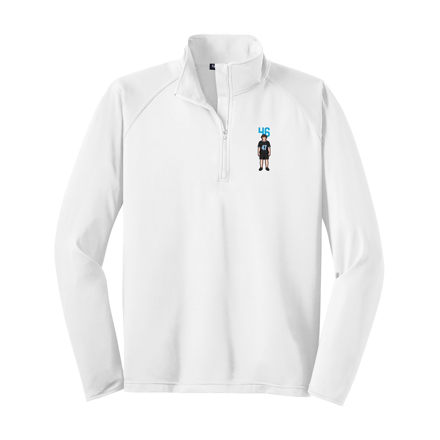 Q-Zip Pullover — Number Top in White