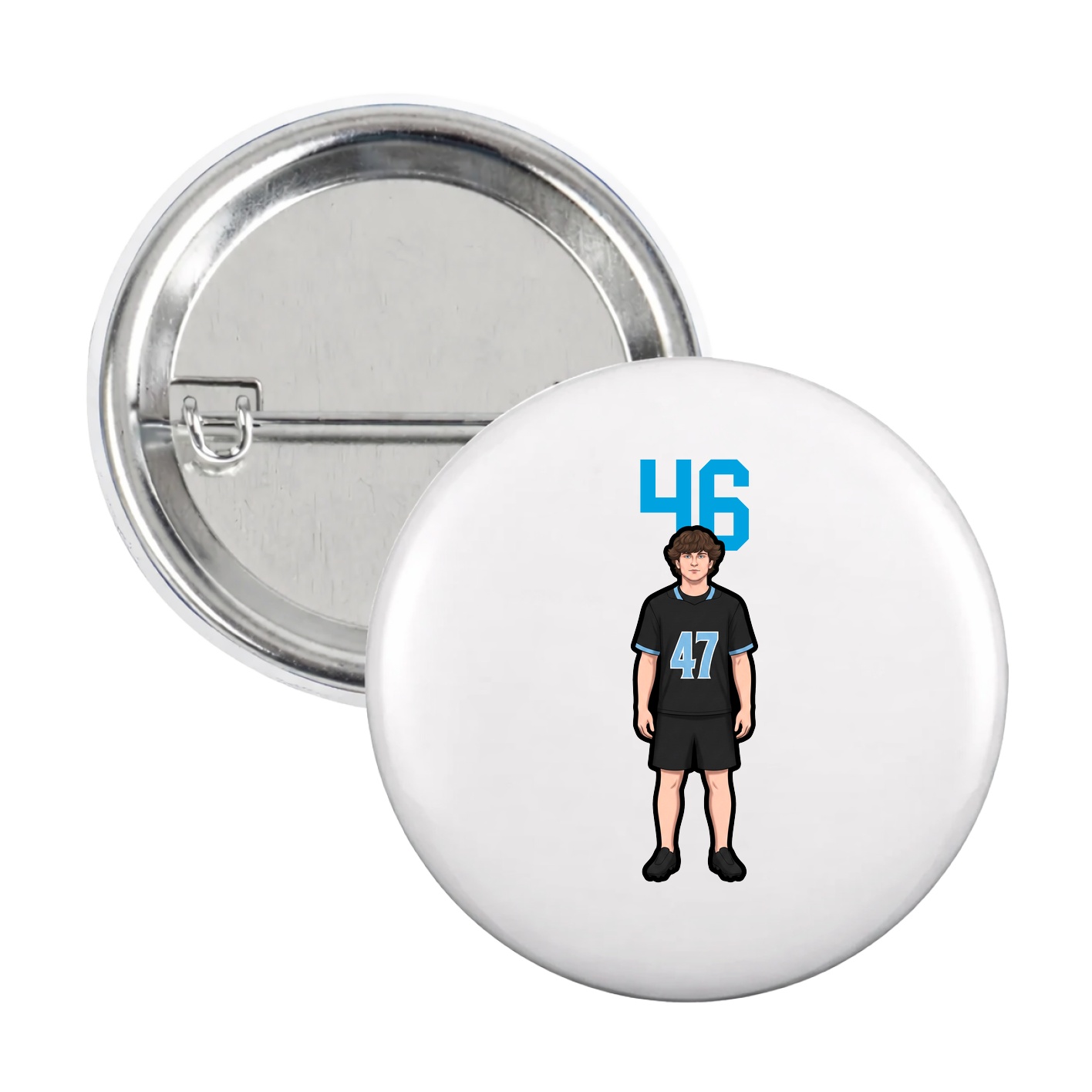 Game Day Button — Number Top in White