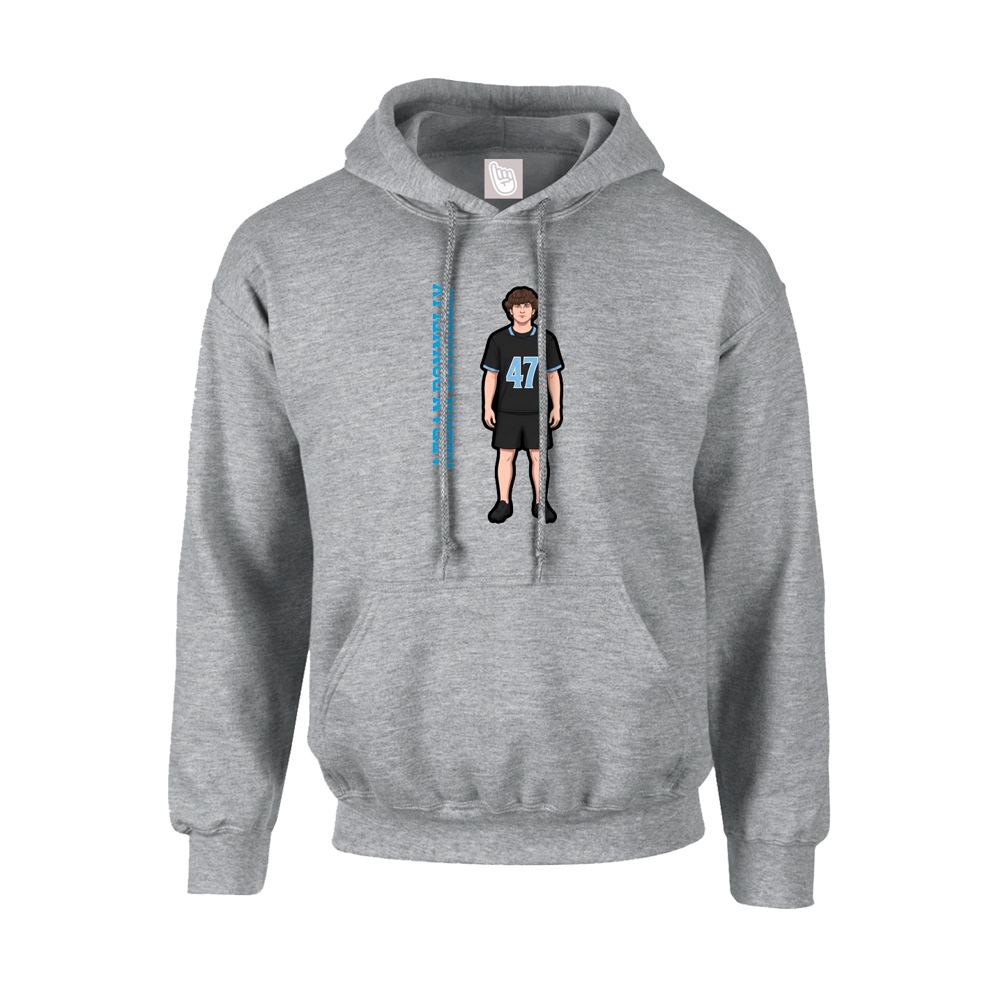 Hoodie — Name Vertical in Grey