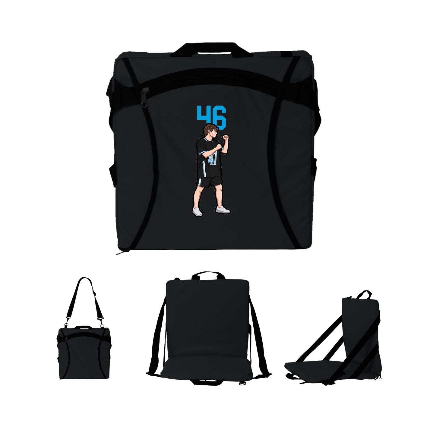 Folding Stadium Seat — Number Top in Black