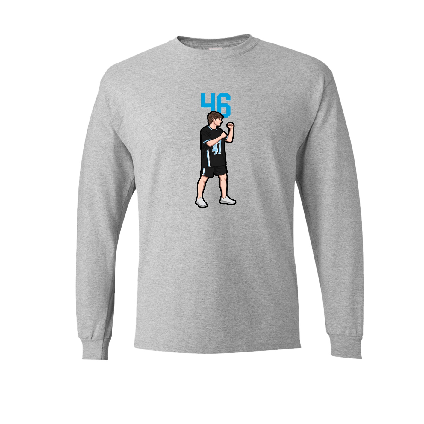 Long Sleeve Tee — Number Top in Grey