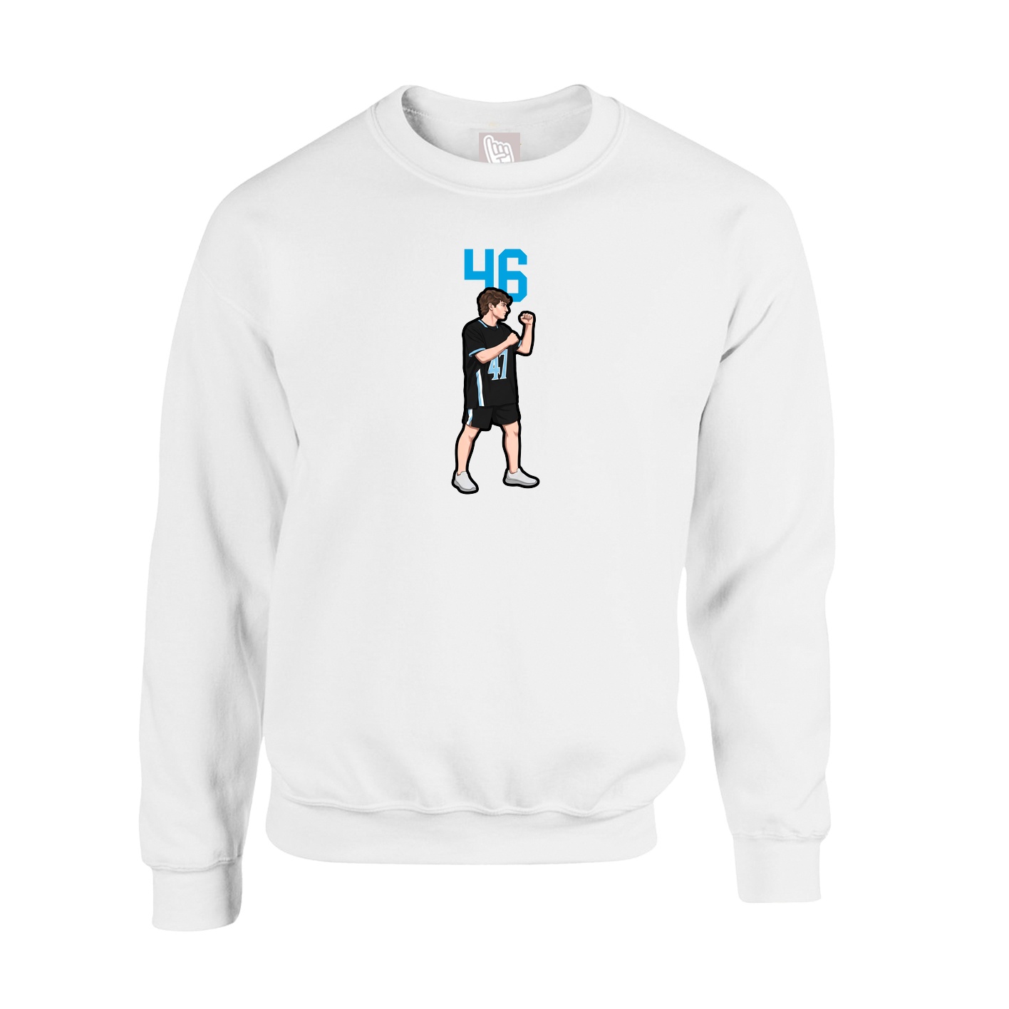 Fleece Crew — Number Top in White