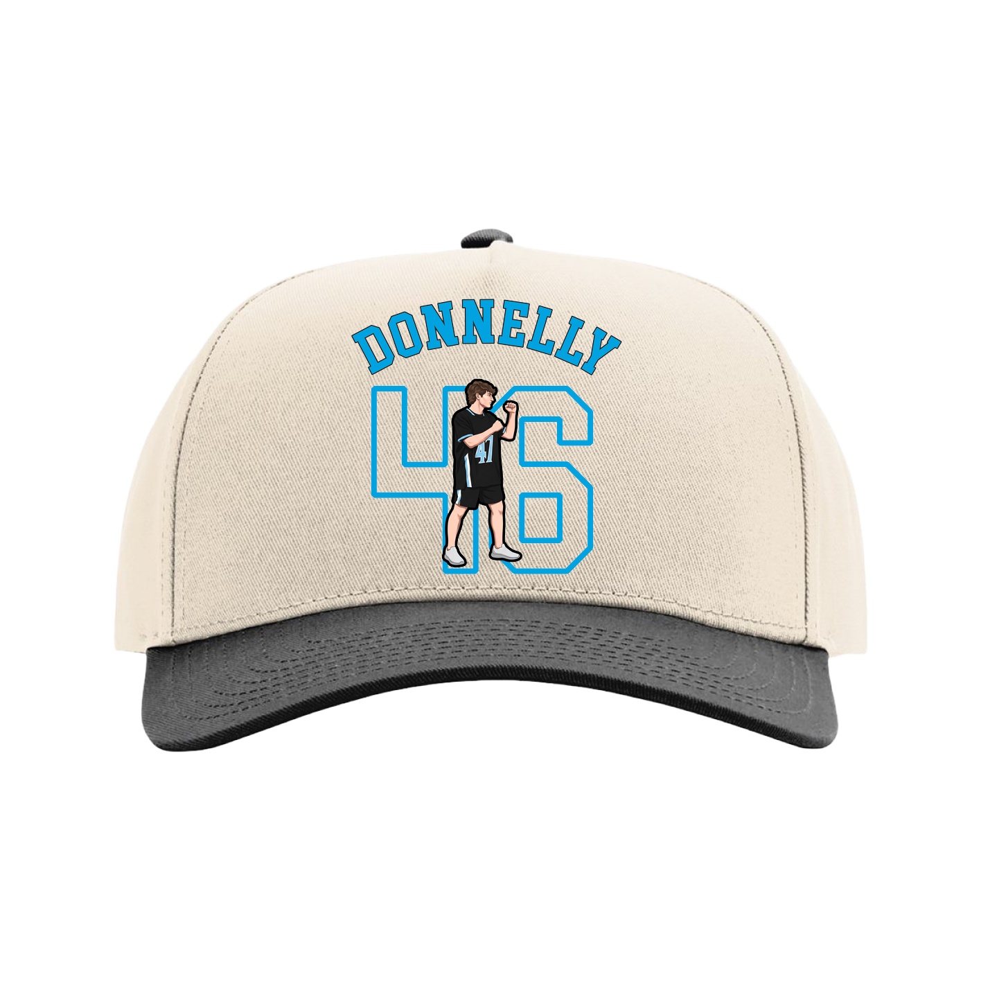 Full Fabric Five-Panel Champ Cap — Shirsey Arch in Cream/Black