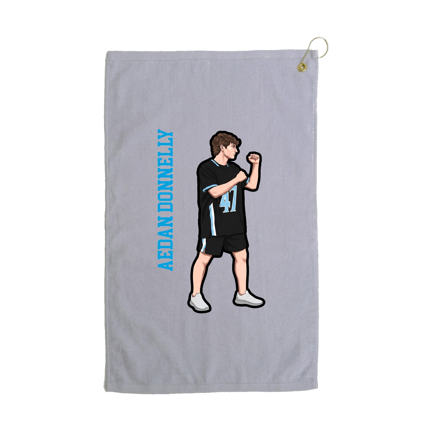 Golf Towel — Name Vertical in Grey