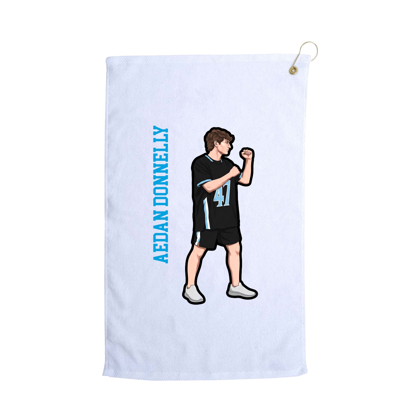 Golf Towel — Name Vertical in White