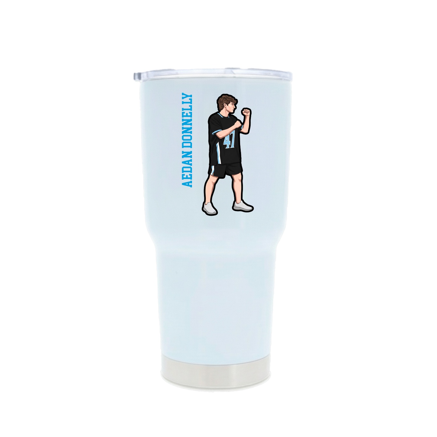 30oz Stainless Steel Tumbler — Name Vertical in White