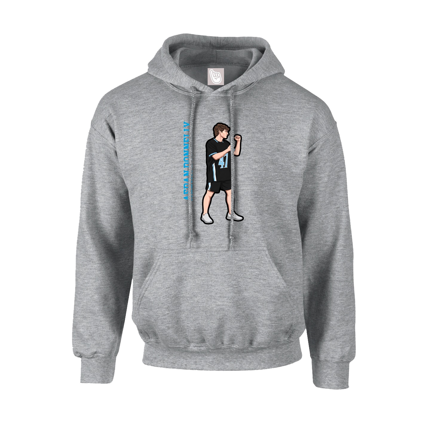 Hoodie — Name Vertical in Grey