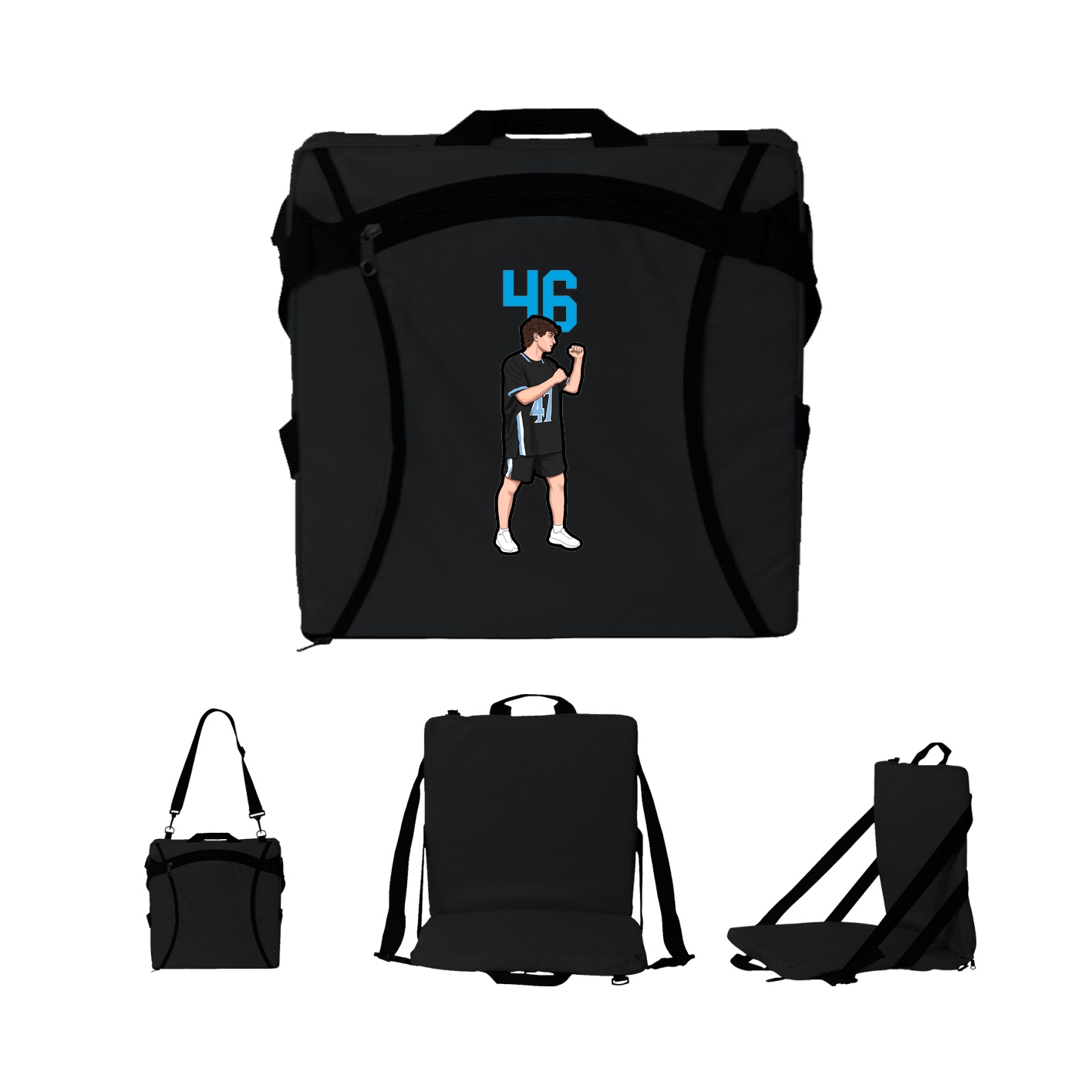 Folding Stadium Seat — Number Top in Black