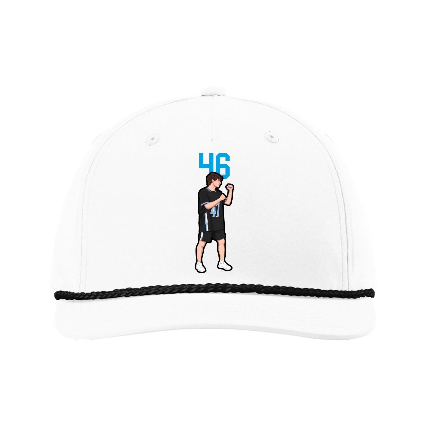Five-Panel Classic Rope Cap — Number Top in White