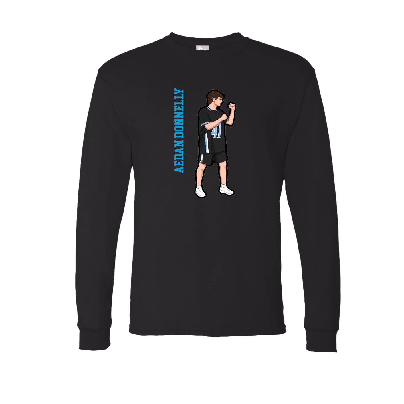 Long Sleeve Tee — Name Vertical in Black