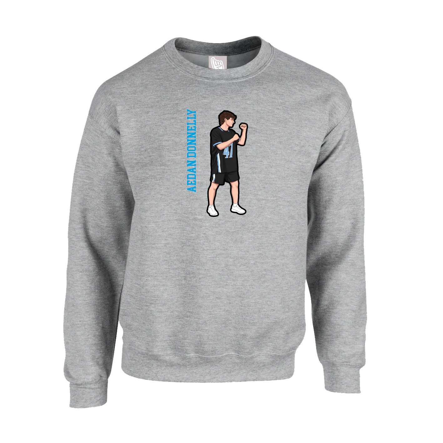 Fleece Crew — Name Vertical in Grey