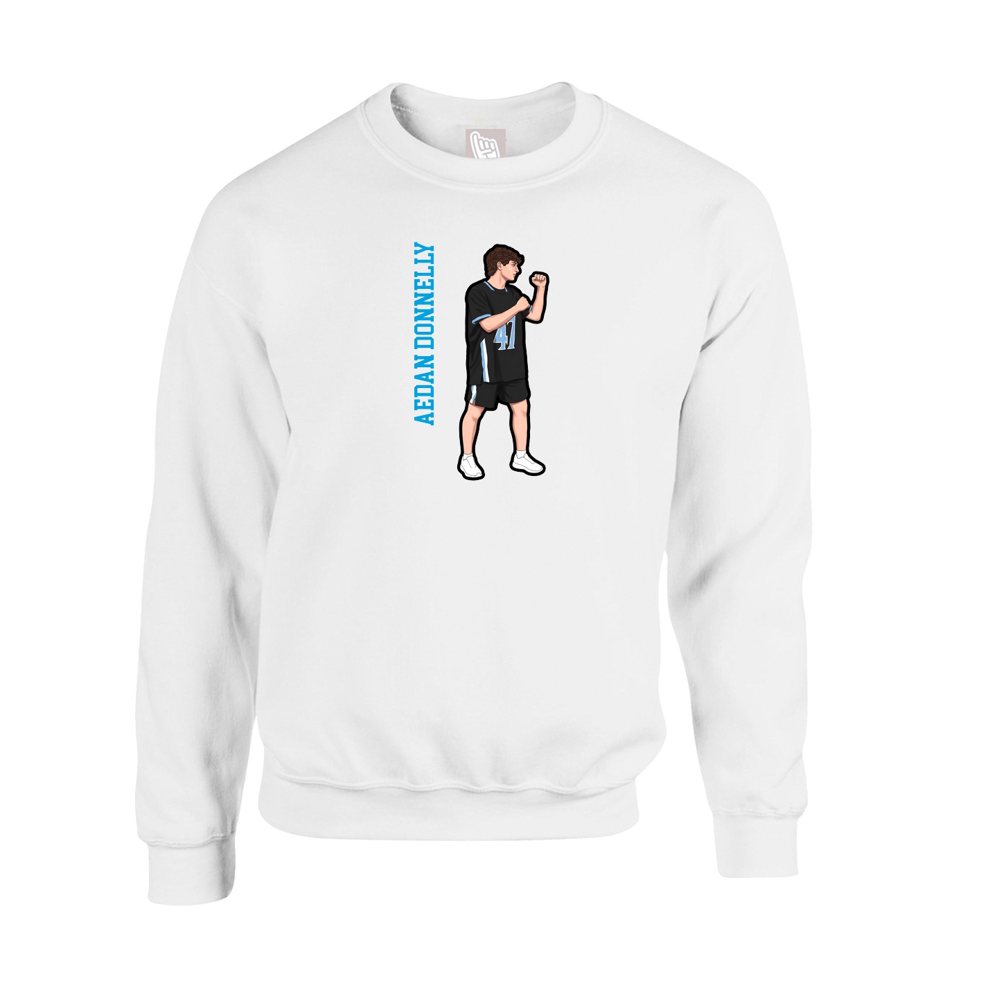 Fleece Crew — Name Vertical in White