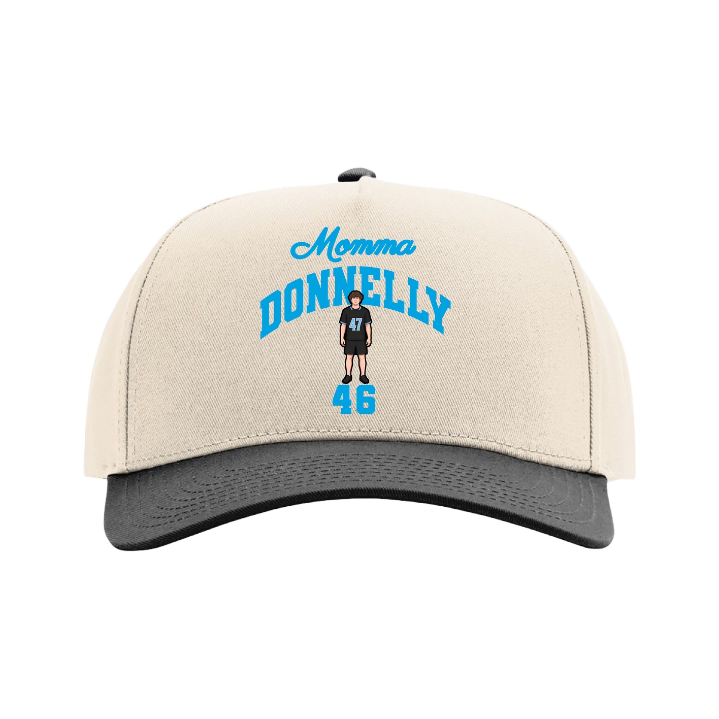 Full Fabric Five-Panel Champ Cap — Mothers Day Arch in Cream/Black